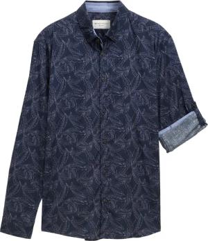 TOM TAILOR Herren Regular Fit Hemd mit verstellbarer Ärmellänge, blau, Gemustert, Gr. S