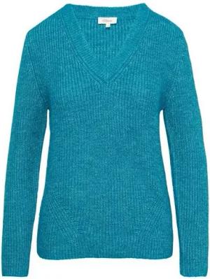 s.Oliver Strickpullover - Damen Strickpullover - V-Ausschnitt, Rippblende, Langarm, Einfarbig