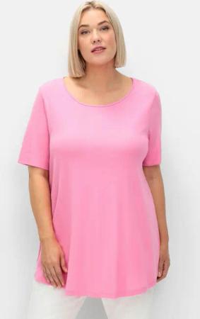 Sheego Longshirt mit abgerundetem Saum, blumiges pink, Gr.52/54