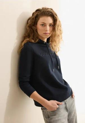 Cecil Damen Hoodie mit Artwork in Blau, Gr: M