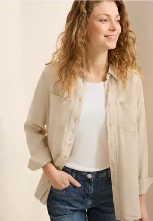 Cecil Damen Bluse im Washed-Look in Beige, Gr: XS