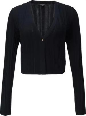 Comma Strickjacke Strickjacke (1-tlg) verkürzte Rippstrickjacke, Slim Fit