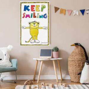 LuckyLinde Leinwandbild "Der kleine Tiger - Keep Smiling", Tiere-Tiger-Schriftzug-Sprüche-little star-Motivationsbilder-Ente-Enten-Figuren-Filmfiguren, (1 St.), Exklusive JANOSCH Kindermotive