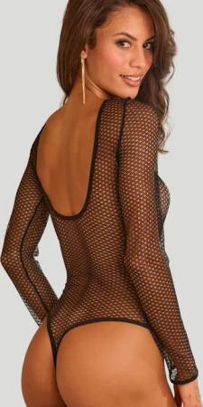 petite fleur gold Stringbody, aus transparentem Mesh mit tiefem Rückenausschnitt, sexy Dessous
