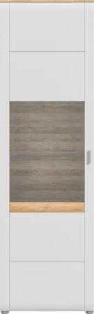 INOSIGN Standvitrine "Aska, Höhe 202cm, Metallgriff, 1 Glastür, 1 Glaseinlegeboden, 6 Fächer", (1 St.), Matte Optik, 2-farbig, Vitrine, Vitrinenschrank, Hochschrank, Schrank