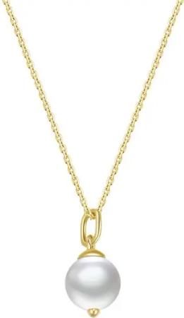 Dear Me Goldkette 585 Gold Anhänger Perle weiß, Massivgold Kette, Halskette Damen 14K Echtgold, hängende Perle Kette Brautschmuck