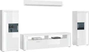 INOSIGN Wohnwand "Viborg, 4-teiliges Set, inkl. vertikaler Frontbeleuchtung, best. aus:", (4 St.), 2x Vitrine, 1 Lowboard & 1x Wandboard, Wohnkombination, Wohn-Set