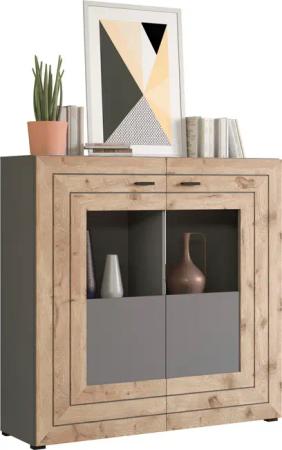 INOSIGN Highboard "Aalborg, Höhe 117cm, 2 Glastüren, 6 Fächer, 2-farbig, Metallgriffe", Anrichte, Schrank, Kommode, Midischrank, Wohnmöbel, Wohnzimmer