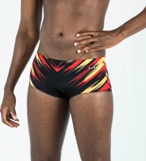 Badehose Slip Herren Kastenform - 900 Blast schwarz/rot