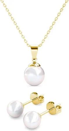 Ella Eisvogel Schmuckset Perlmutt Duo - Gold & Perle, 18 Karat