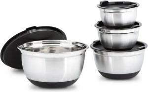 relaxdays Schüssel Set BOWLY mit Deckel, Edelstahl, (4er Set, 4-tlg), 4er Pack