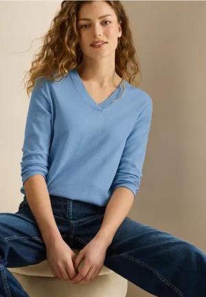 Cecil Damen V-Neck Pullover in Blau, Gr: XS