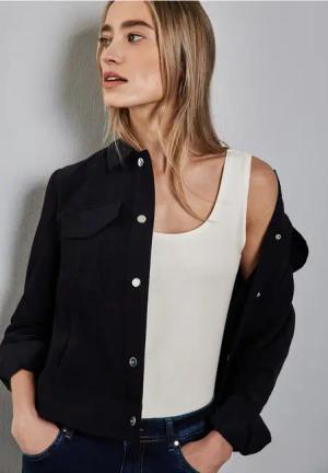 Street One Frauen Basic Top in Unifarbe in Weiß, Gr: 46