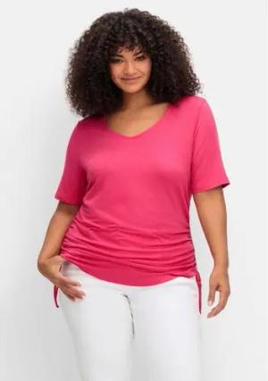 Shirt mit seitlichem Tunnelzug und längerem Halbarm, pink, Gr.44/46