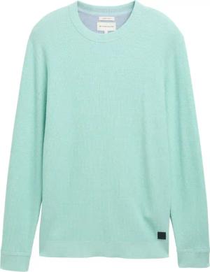 TOM TAILOR Herren Strickpullover aus Baumwolle, grün, Uni, Gr. L