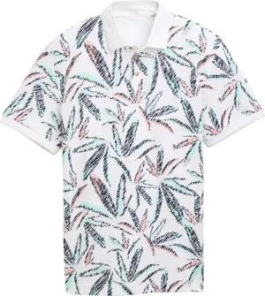 TOM TAILOR Herren Piqué Poloshirt mit Palmen-Print, weiß, Gemustert, Gr. XXXL