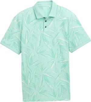 TOM TAILOR Herren Piqué Poloshirt mit Palmen-Print, grün, Gemustert, Gr. XXXL