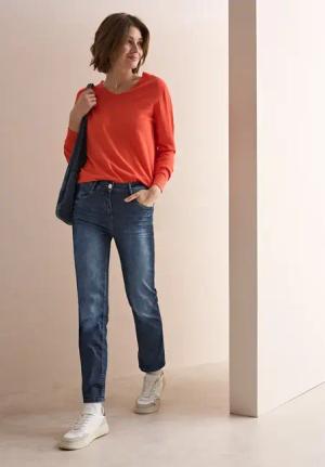 Cecil Damen Straight Leg Jeans in Blau, Gr: 27