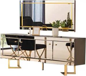 JVmoebel Kommode Anrichte Kommode Hochkommode Buffetkommode Sideboard Schubladenkommode (2 St., Sideboard mit Spiegel), Made in Europa