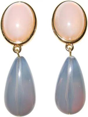 Mugello Paar Ohrstecker Viola rosenquarz-mondstein klassisch stilvoll Pastell, made in Germany Designer JustWin, Statementohrringe