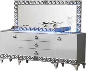 JVmoebel Kommode Sideboard Anrichte Kommode Buffetkommode Hochkommode (2 St., Kommode + Spiegel), Made in Europa