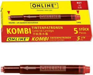 ONline ONLINE® 17307/12 Tintenpatronen für Füller rot 5 St. Tintenpatrone