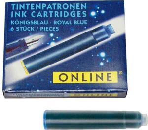 ONline ONLINE® 17113/12 6x Tintenpatronen für Füller königsblau Tintenpatrone