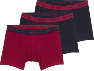 TOM TAILOR Herren Kurze Boxershorts im 3er-Pack, rot, Uni, Gr. XL/7