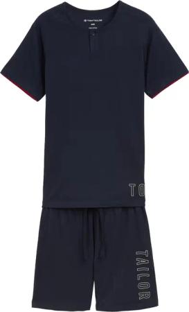 TOM TAILOR Herren Pyjama-Set aus Baumwolle, blau, Print, Gr. 56