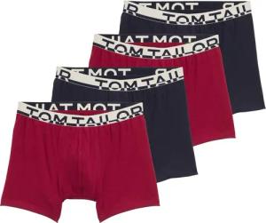 TOM TAILOR Herren Mittellange Boxershorts im 4er-Pack, rot, Uni, Gr. M/5