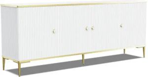 KONSIMO® Kommode EBIS Sideboard, Türkommode, Glamour, goldene Füße 15 cm, ABS-verstärkte Kanten, mit dekorativer Fräsung, Griffe mit Marmordekor