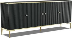 KONSIMO® Kommode EBIS Sideboard, Türkommode, Glamour, goldene Füße 15 cm, ABS-verstärkte Kanten, mit dekorativer Fräsung, Griffe mit Marmordekor