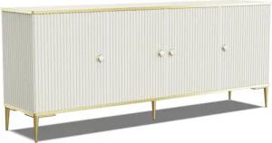 KONSIMO® Kommode EBIS Sideboard, Türkommode, Glamour, goldene Füße 15 cm, ABS-verstärkte Kanten, mit dekorativer Fräsung, Griffe mit Marmordekor
