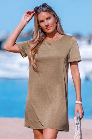Braunes Rundhals-Minikleid