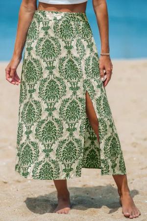 Verzierter Midi Strand-Sarong mit Seitenschlitz