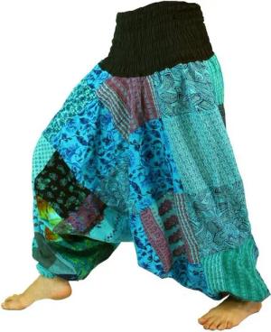 Guru-Shop Relaxhose Sommerliche Aladinhose Patchwork Pluderhose,.. Ethno Style, alternative Bekleidung