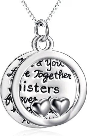 Schmuck-Elfe Kette mit Anhänger Me and You Sisters forever, 925 Silber coloriert