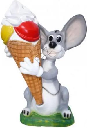 JVmoebel Skulptur XXL Eis Diele Hase Werbung Aufsteller Figur Garten Deko Laden Werbe, Made in Europa