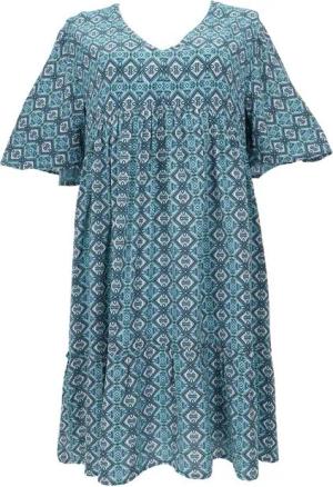 Guru-Shop Midikleid Boho Kurzarm Sommerkleid, Maxikleid,.. alternative Bekleidung