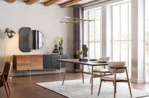 Xlmoebel Essgruppe Essbereich Esszimmer Tisch Stühle Sideboard Set 7tlg Holz Braun Neu, (7-tlg., Esstisch / Stühle / Sideboard / Spiegel), Hergestellt in Europa