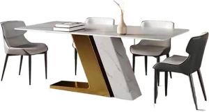 Xlmoebel Esstisch Marmoroptik Esstisch im modernen Luxusdesign mit goldfarbenen Akzenten (Esstisch), Hergestellt in Europa