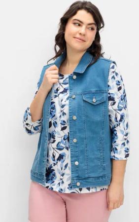 Sheego Jeansweste in leicht taillierter Form, blue Denim, Gr.44