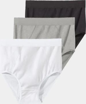 Baumwoll-Bauchwegslip im Mehrfachpack - weiß / grau / schwarz - Gr. 42 von Goldner Fashion