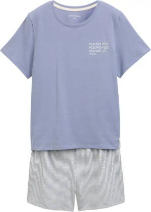 TOM TAILOR Damen Pyjama-Set mit Streifenmuster, blau, Gestreift, Gr. 3XL/46