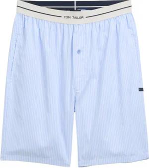 TOM TAILOR Herren Bermuda aus Baumwolle mit Streifenmuster, blau, Gestreift, Gr. 50