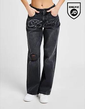 Hoodrich Front Script Jeans - Damen, Black
