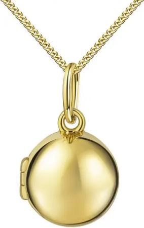 JEVELION Kette mit Anhänger Medaillon Kugel 333 Gold Anhänger zum Öffnen für 1 Bild Foto (Foto Amulett, für Damen und Mädchen), Mit Kette vergoldet - Länge wählbar 36 - 70 cm oder ohne Kette.