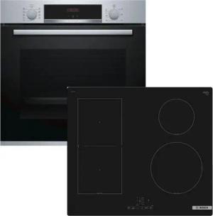 BOSCH Backofen-Set EcoClean Teleskopauszug + Induktionskochfeld CombiZone autark 60 cm