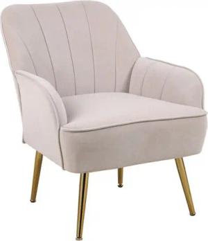 SeedWave Sessel Samt Lesesessel mit goldenen Metallbeine, Gemütlicher Lounge Stuhl, Modern Sessel Wohnzimmer,Relaxsessel mit Gekippter Rückenlehne