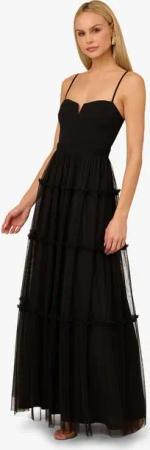 Adrianna Papell Abendkleid Mesh Long Dress Schwarze Krawatte, Abend, Formell, Hochzeit